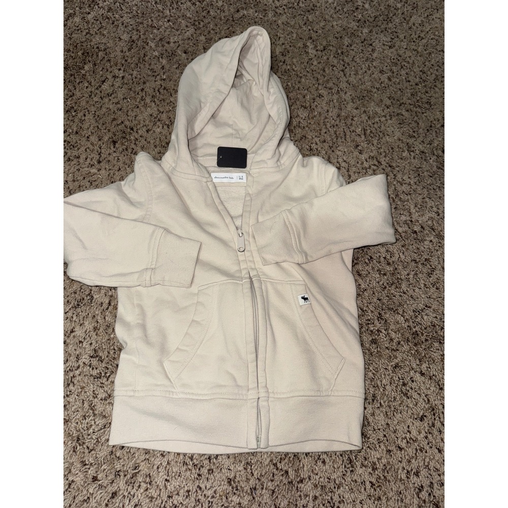 Abercrombie Kids Zip Up Hoodie‎ Cream Beige Fleece Lined Soft Size 6